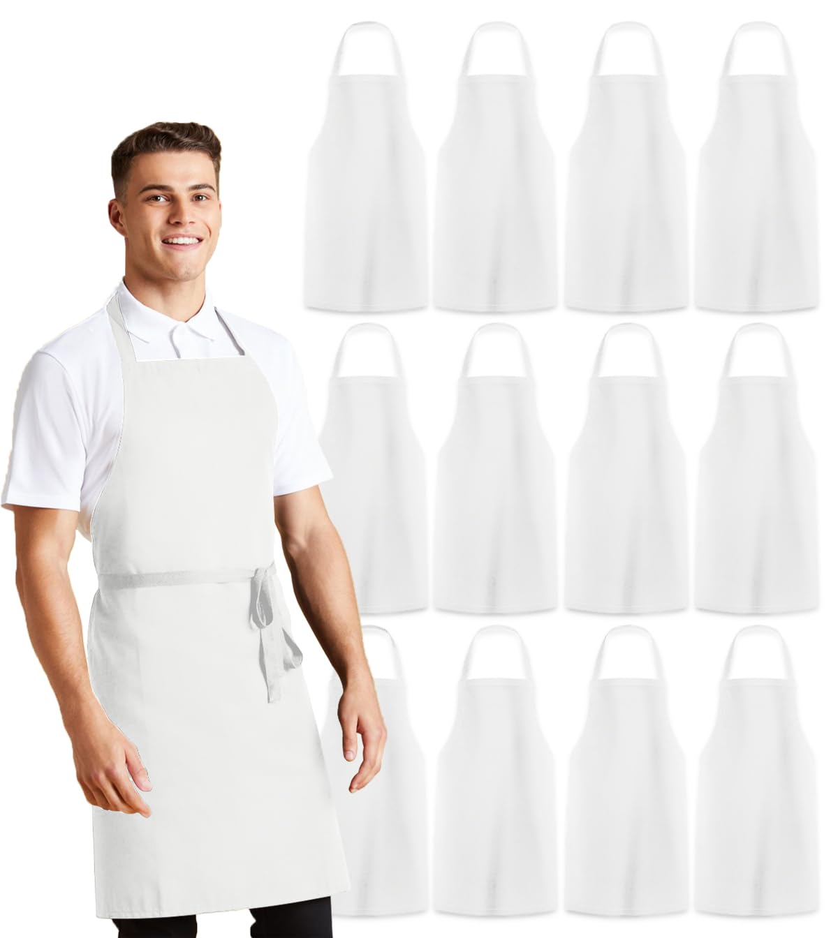 Avalon Kitchen Aprons for Men - 100% Polyester Chef Apron Women with Extra Long Ties - Cooking Aprons for Women & Mens Apron