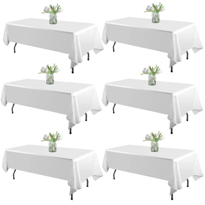 WIGENIUS 6 Pack White Table Cloth Rectangle 60X102 Inch Tablecloth Fit 6FT