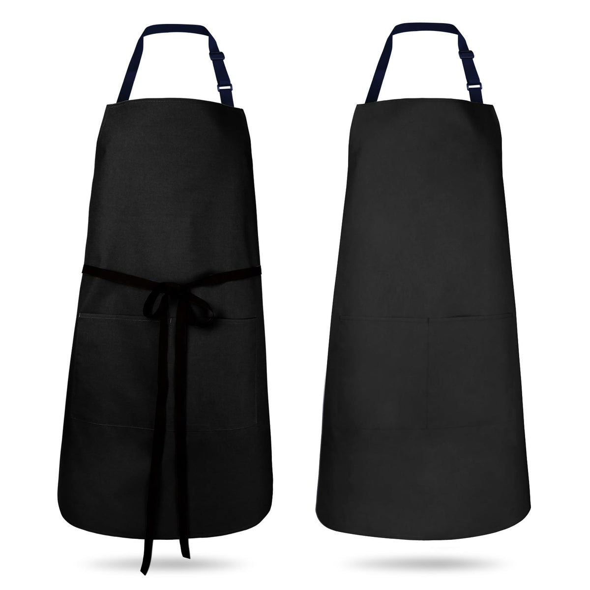2 Pack Kitchen Aprons, Waterproof and Oil Resistant with 2 Pockets, Adjustable Neck Strap for Chef Apron