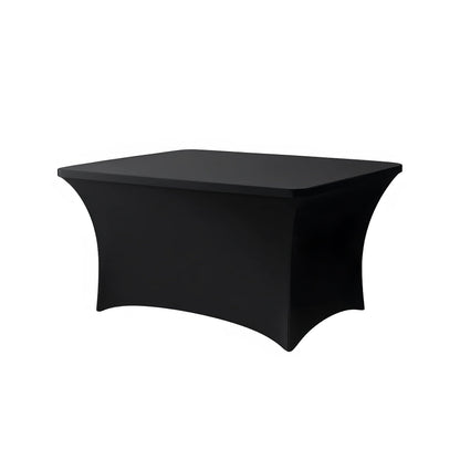 6FT Black Table Cloth - 2 Pack Fitted Stretch Rectangle Spandex Tablecloth, Washable Table Cover for Party, Picnic, Wedding, Banquet, Birthday and Festival(30" x 72")