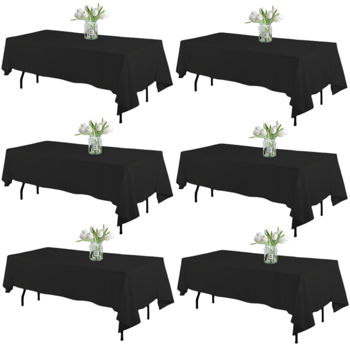 WIGENIUS 6 Pack White Table Cloth Rectangle 60X102 Inch Tablecloth Fit 6FT