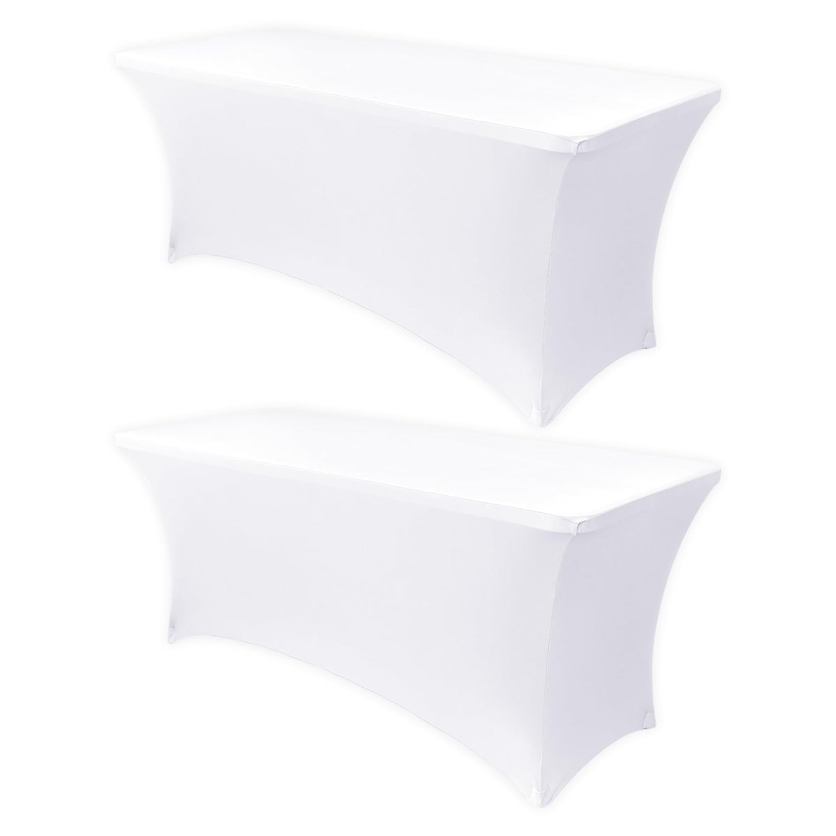 Obstal 6ft Stretch Black Spandex Table Cloth 2 Pack for Folding Tables