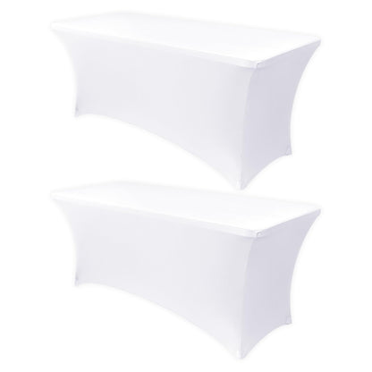 Obstal 6ft Stretch Black Spandex Table Cloth 2 Pack for Folding Tables