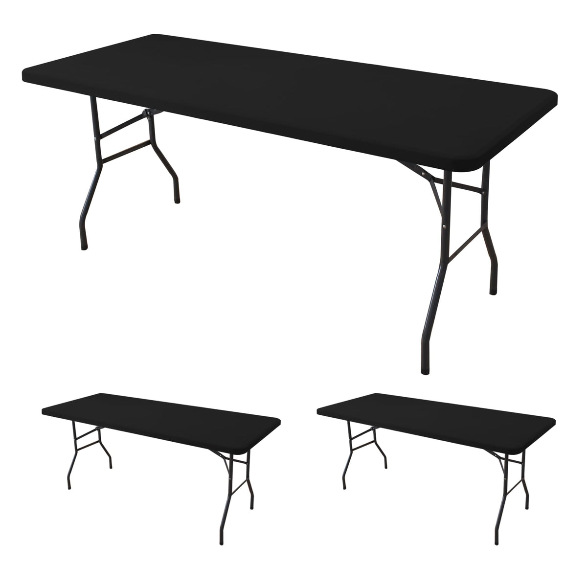 Fitted Tablecloth for 6 Foot Rectangle Tables-Black Picnic Table Covers