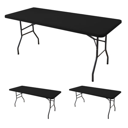 Fitted Tablecloth for 6 Foot Rectangle Tables-Black Picnic Table Covers