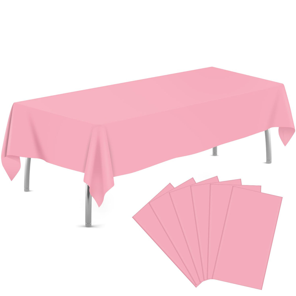 tujol Royal Blue 6 Pack Plastic Table Cloth 54" x 108", Disposable Tablecloths Rectangle Table Cover, Plastic Tablecloths for Parties