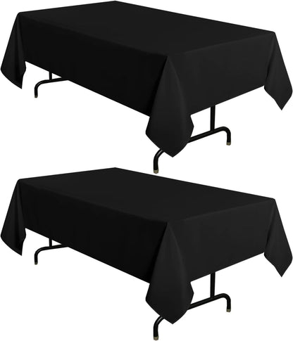 sancua 2 Pack Black Tablecloths 60x102 Inch for 6 Feet Rectangle Tables