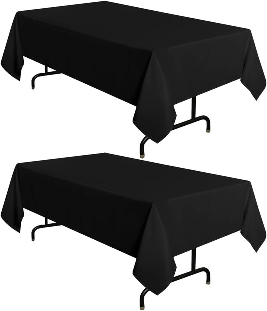 sancua 2 Pack Black Tablecloths 60x102 Inch for 6 Feet Rectangle Tables