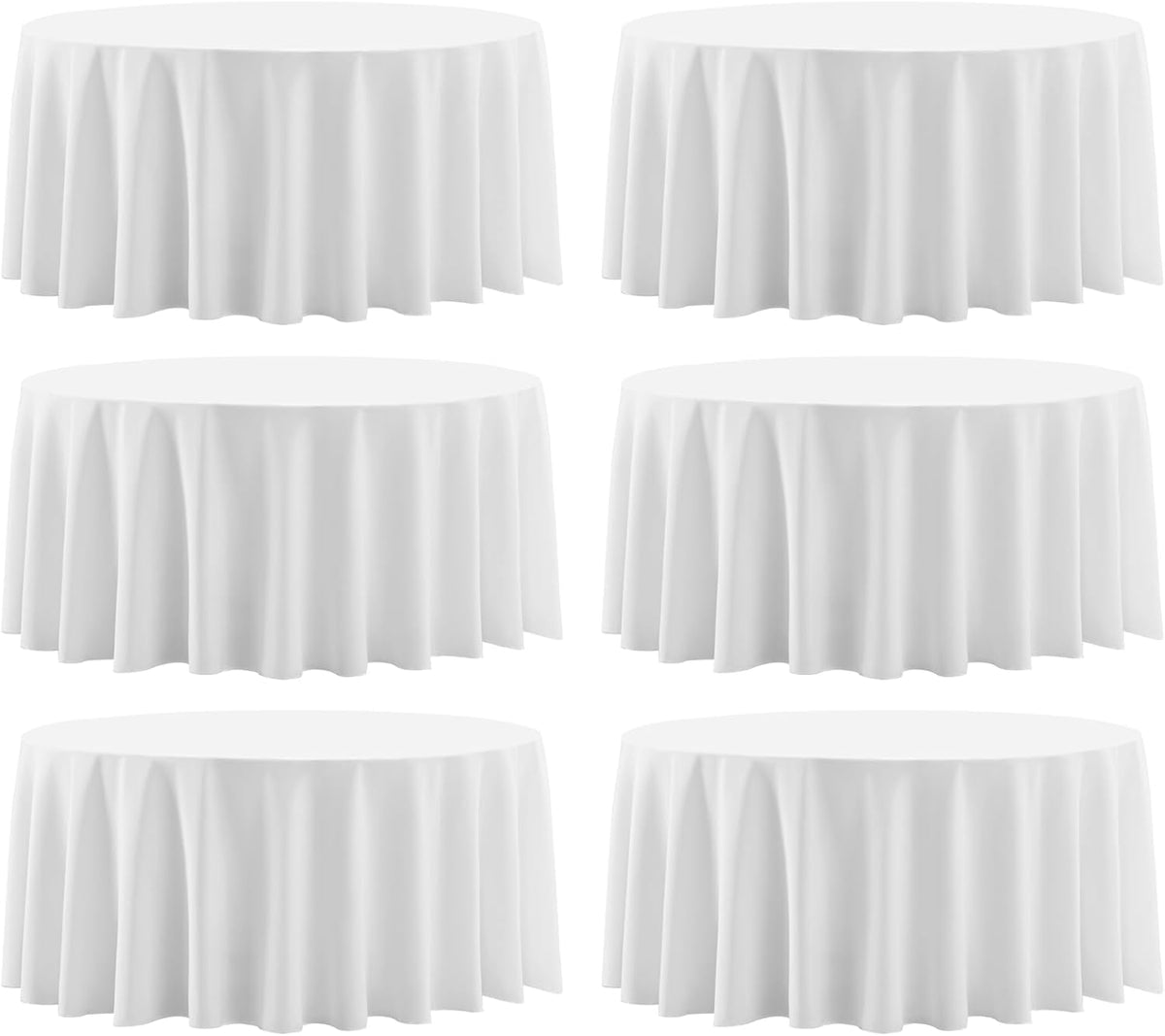 6 Pack White Round Tablecloths 120 Inch for Dining Tables