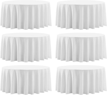 6 Pack White Round Tablecloths 120 Inch for Dining Tables