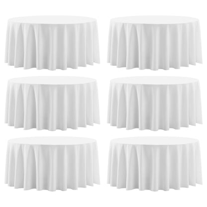 6 Pack White Round Tablecloths 120 Inch for Dining Tables
