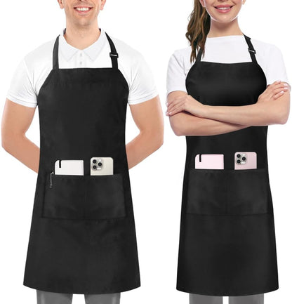 Utopia Kitchen Bib Aprons 2 Pack Adjustable With 2 Pockets 100% Polyester