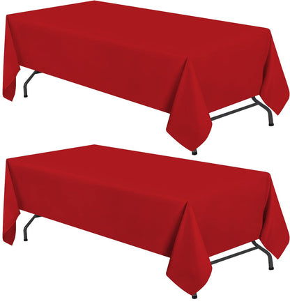 WEALUXE White Table Cloths for 6 Foot Rectangle Tables, 2-Pack, 60x102 inches, Water, Stain and Wrinkle Resistant, 200 GSM Washable Poly Fabric Tablecloths Rectangular, Elegant and Durable