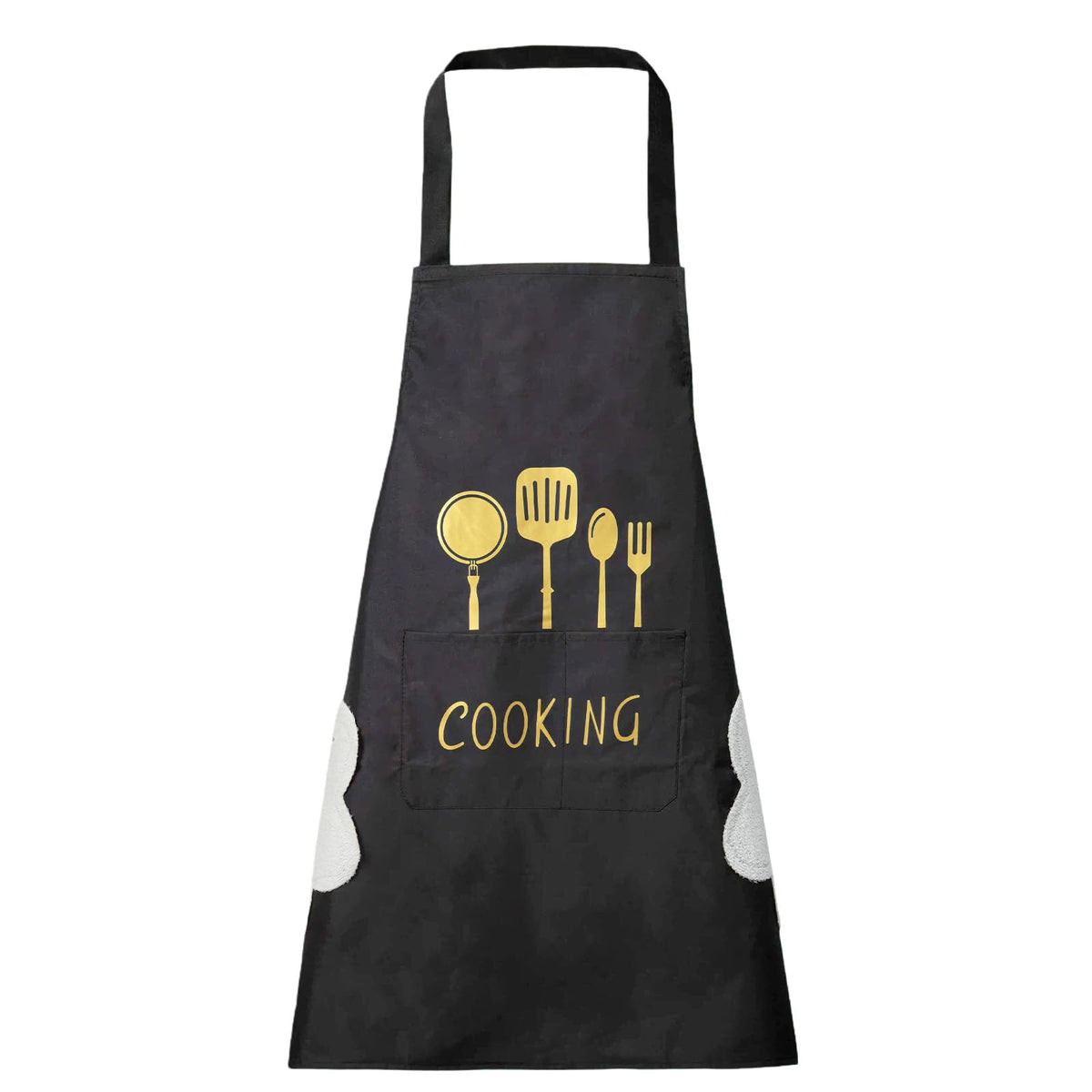 DILLMAN Women Kitchen Apron with Hand Wipe Pockets，Big Pocket,Hand-wiping, Waterproof for Cooking Baking
