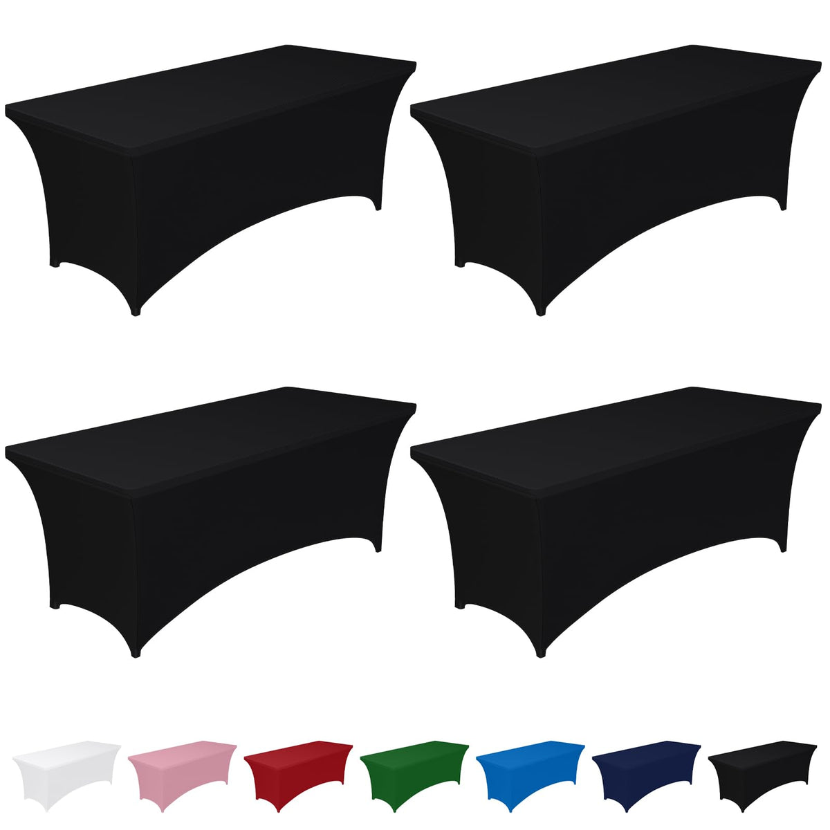 Pureegg Spandex Tablecloth 6ft 2 Pack Black