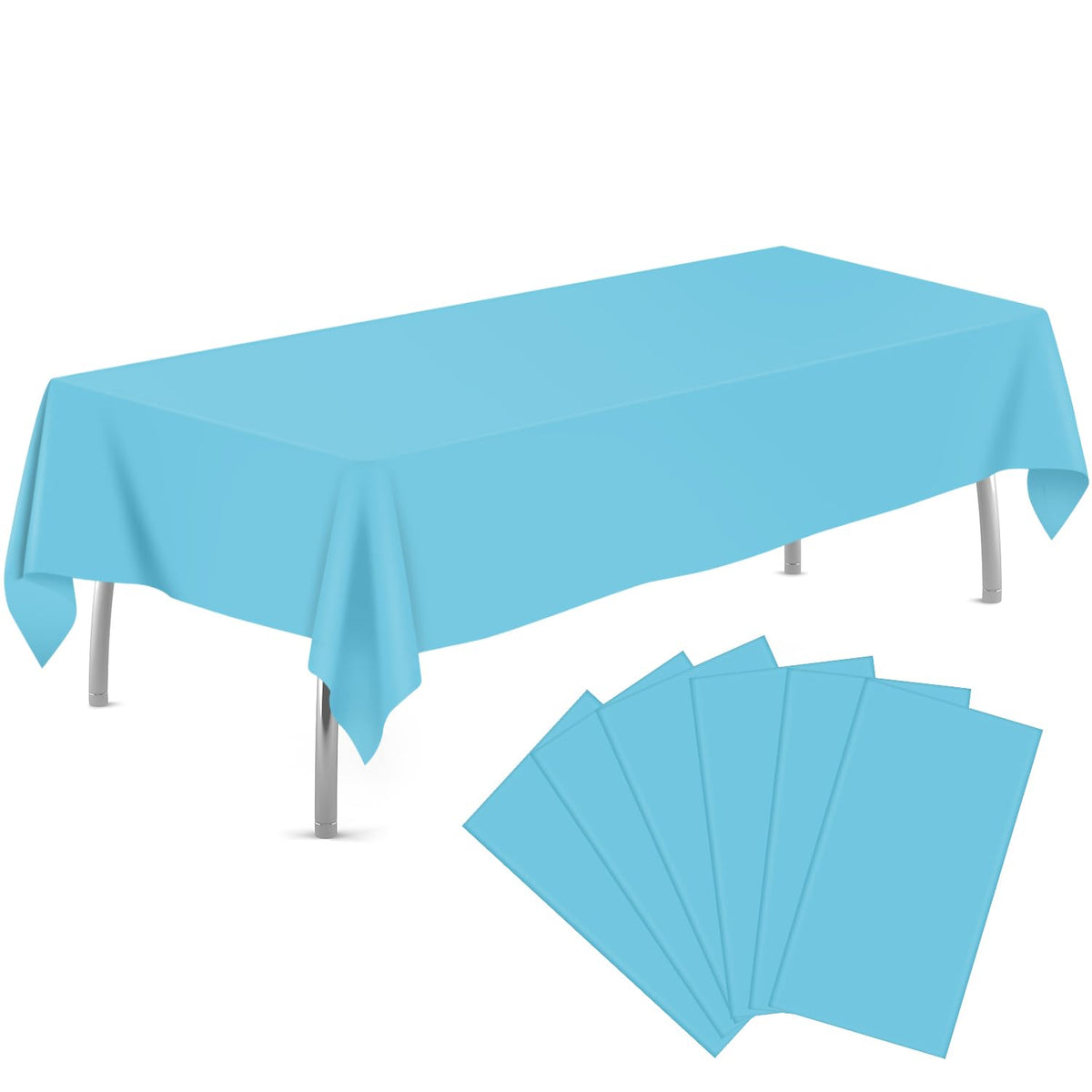 tujol Royal Blue 6 Pack Plastic Table Cloth 54" x 108", Disposable Tablecloths Rectangle Table Cover, Plastic Tablecloths for Parties