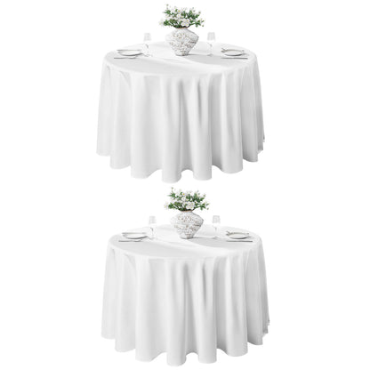VidaFete 6 Pack 120inch Round Tablecloth Polyester Table Cloth, White