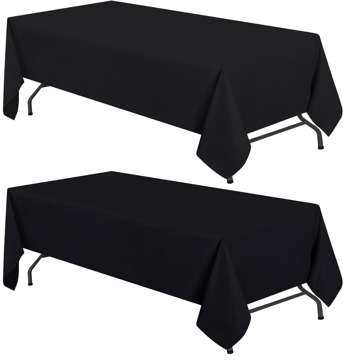 WEALUXE White Table Cloths for 6 Foot Rectangle Tables, 2-Pack, 60x102 inches, Water, Stain and Wrinkle Resistant, 200 GSM Washable Poly Fabric Tablecloths Rectangular, Elegant and Durable