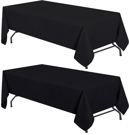 WEALUXE White Table Cloths for 6 Foot Rectangle Tables, 2-Pack, 60x102 inches, Water, Stain and Wrinkle Resistant, 200 GSM Washable Poly Fabric Tablecloths Rectangular, Elegant and Durable
