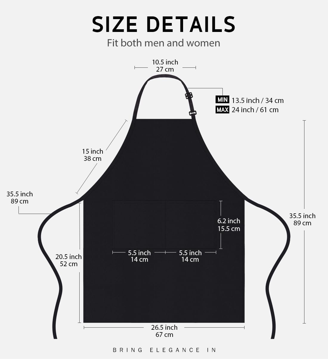 Syntus Apron for Men Women, Adjustable Cooking Kitchen Apron with 2 Pockets