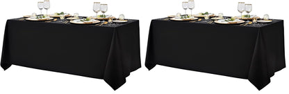 Surmente 90x132 Inch Black Tablecloth for 6-8 Foot Rectangle Tables