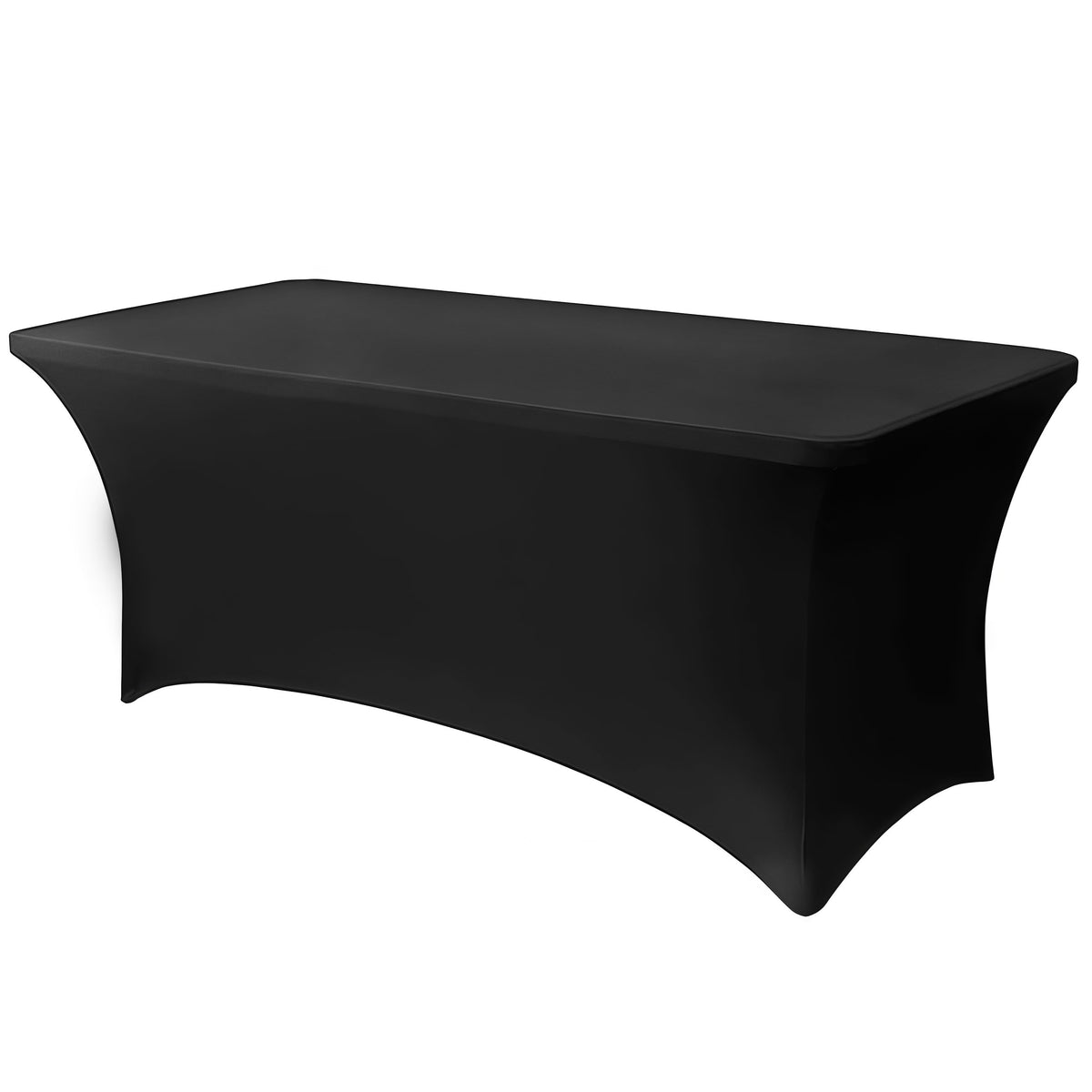 6FT Black Table Cloth - 2 Pack Fitted Stretch Rectangle Spandex Tablecloth, Washable Table Cover for Party, Picnic, Wedding, Banquet, Birthday and Festival(30" x 72")