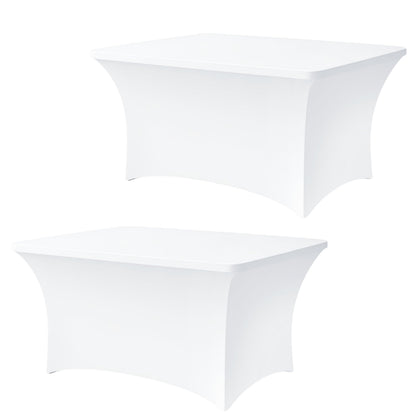 6FT Black Table Cloth - 2 Pack Fitted Stretch Rectangle Spandex Tablecloth, Washable Table Cover for Party, Picnic, Wedding, Banquet, Birthday and Festival(30" x 72")