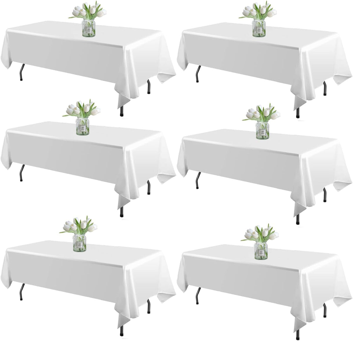 WIGENIUS 6 Pack White Table Cloth Rectangle 60X102 Inch Tablecloth Fit 6FT