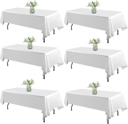 WIGENIUS 6 Pack White Table Cloth Rectangle 60X102 Inch Tablecloth Fit 6FT