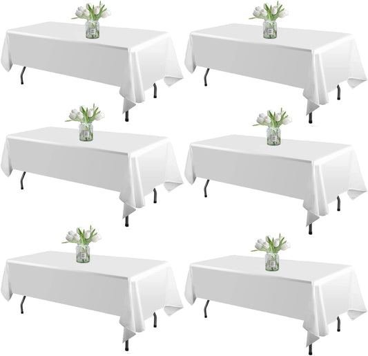 WIGENIUS 6 Pack White Table Cloth Rectangle 60X102 Inch Tablecloth Fit 6FT