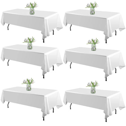 WIGENIUS 6 Pack White Table Cloth Rectangle 60X102 Inch Tablecloth Fit 6FT