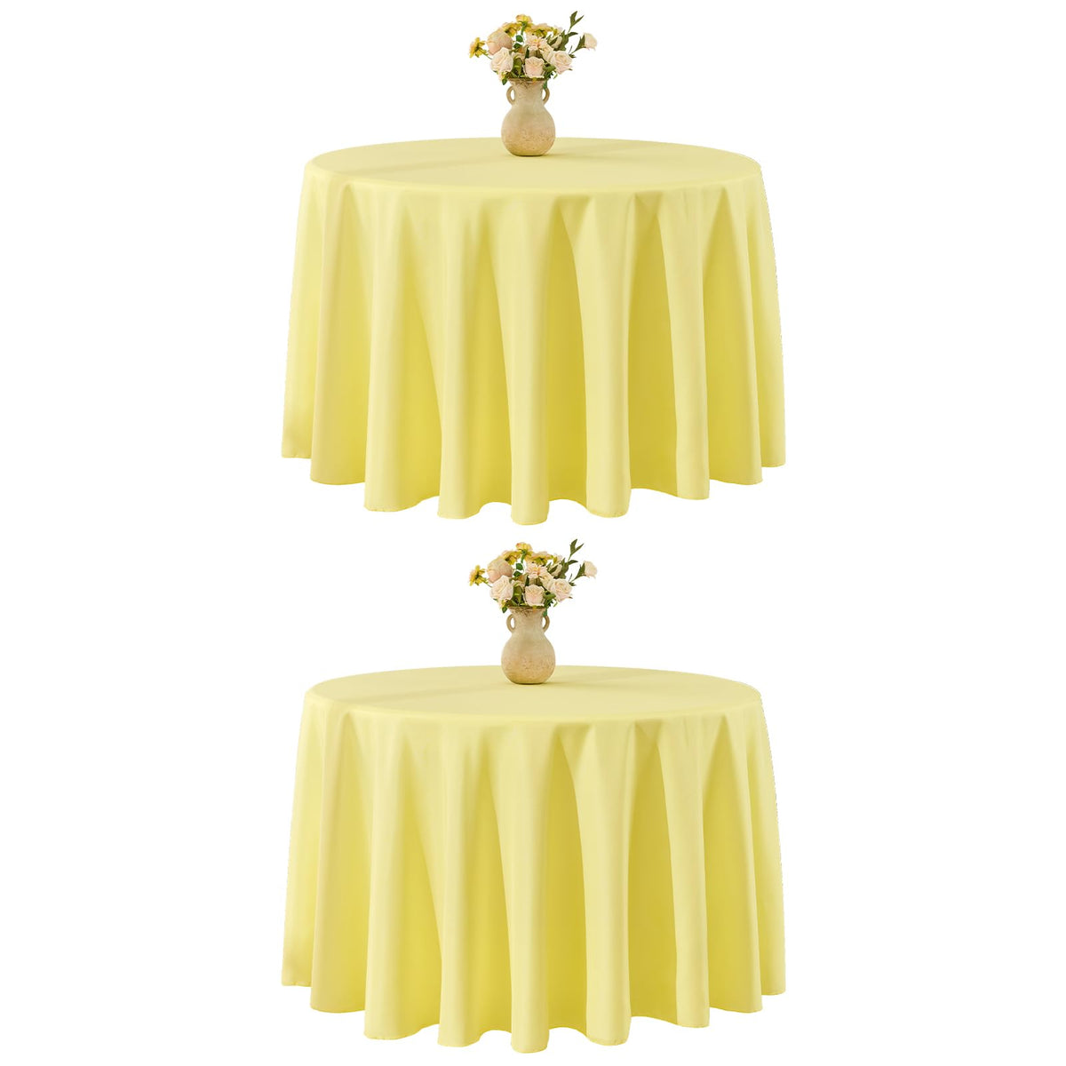 VidaFete 6 Pack 120inch Round Tablecloth Polyester Table Cloth, White