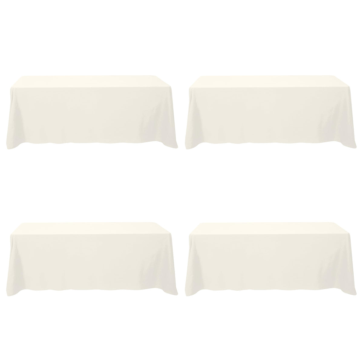 BRILLMAX 6 Pack Ivory Tablecloths 60x102 Inch for 6ft Rectangle Tables