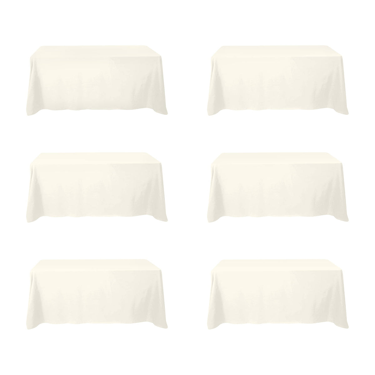 BRILLMAX 6 Pack Ivory Tablecloths 60x102 Inch for 6ft Rectangle Tables