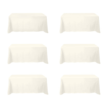 BRILLMAX 6 Pack Ivory Tablecloths 60x102 Inch for 6ft Rectangle Tables
