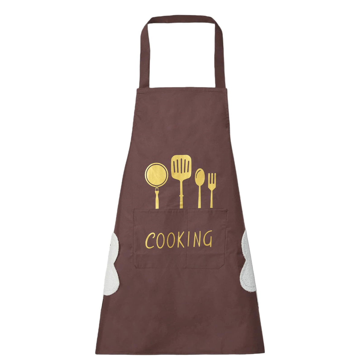 DILLMAN Women Kitchen Apron with Hand Wipe Pockets，Big Pocket,Hand-wiping, Waterproof for Cooking Baking