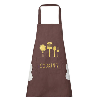 DILLMAN Women Kitchen Apron with Hand Wipe Pockets，Big Pocket,Hand-wiping, Waterproof for Cooking Baking