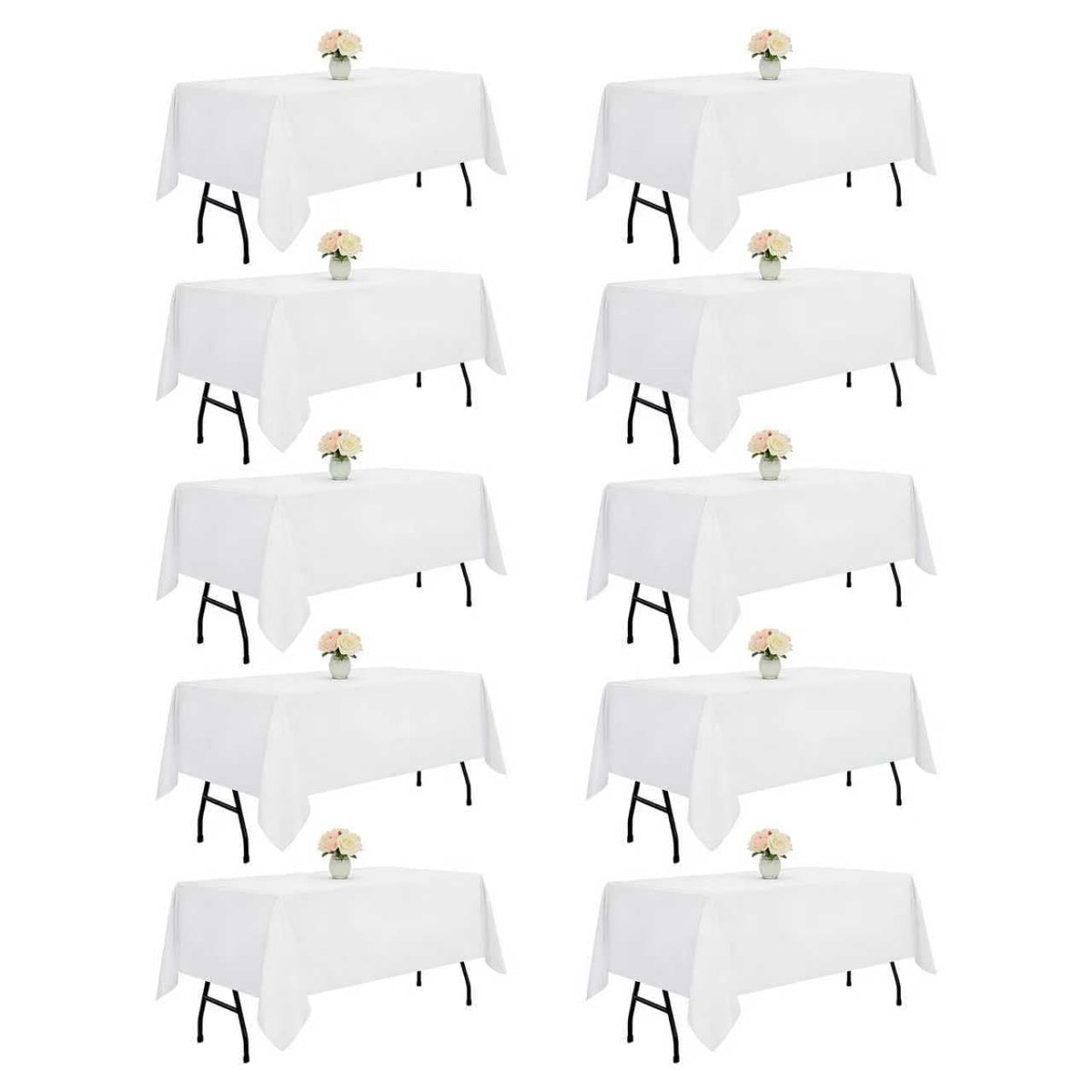 DRESSMAKER 2 Pack White Table Cloth Rectangle 60X102 Inch Fit 6FT Table