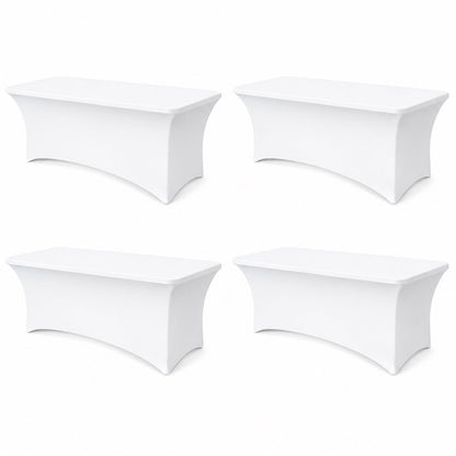 6FT Black Table Cloth - 2 Pack Fitted Stretch Rectangle Spandex Tablecloth, Washable Table Cover for Party, Picnic, Wedding, Banquet, Birthday and Festival(30" x 72")