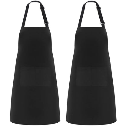 NLUS 2 Pack Kitchen Cooking Aprons, Adjustable Bib Soft Chef Apron with 2 Pockets for Men Women(Black/Brown Stripes)