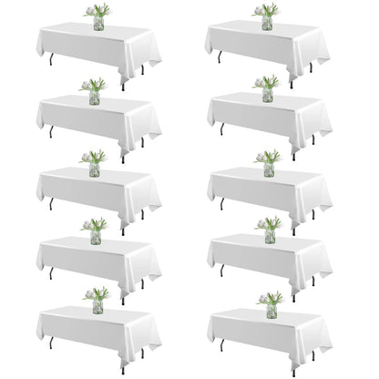 WIGENIUS 6 Pack White Table Cloth Rectangle 60X102 Inch Tablecloth Fit 6FT