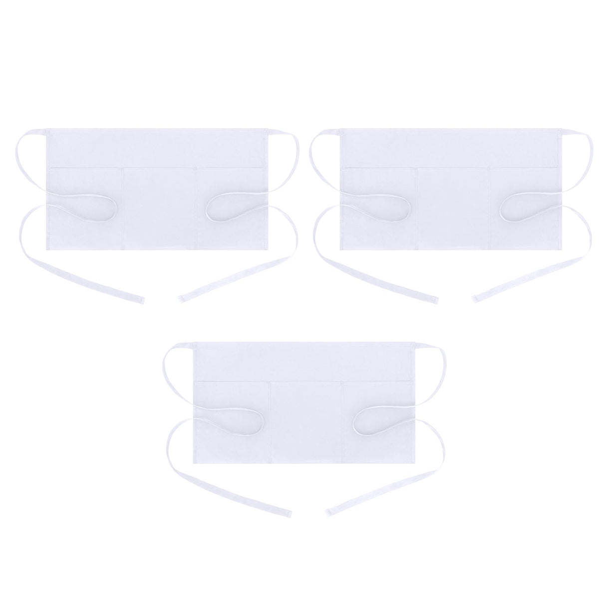 BOHARERS Waist Apron with 3 Pockets - Black Waitress Waiter Server Short Aprons