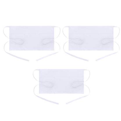 BOHARERS Waist Apron with 3 Pockets - Black Waitress Waiter Server Short Aprons