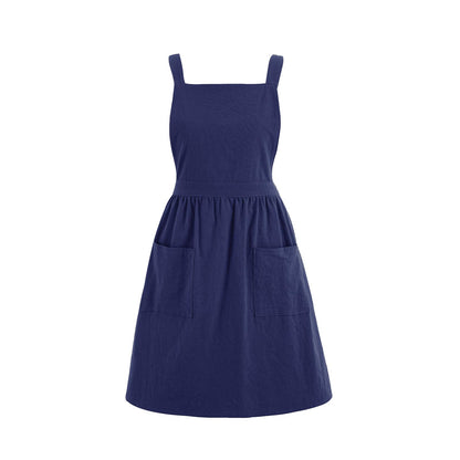 Pinknoke Cute Cotton Pinafore Aprons for Women with Pockets for Kitchen