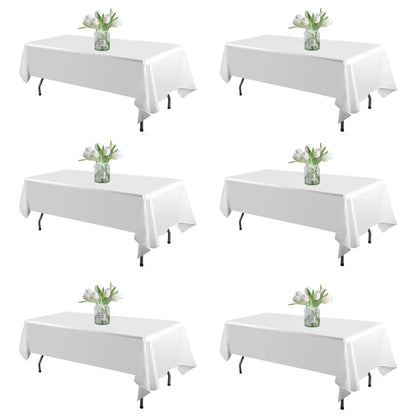 WIGENIUS 6 Pack White Table Cloth Rectangle 60X102 Inch Tablecloth Fit 6FT