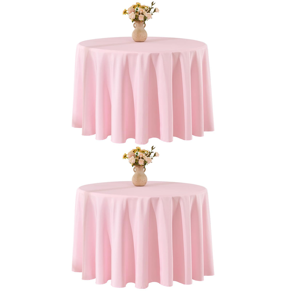 VidaFete 6 Pack 120inch Round Tablecloth Polyester Table Cloth, White