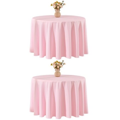 VidaFete 6 Pack 120inch Round Tablecloth Polyester Table Cloth, White
