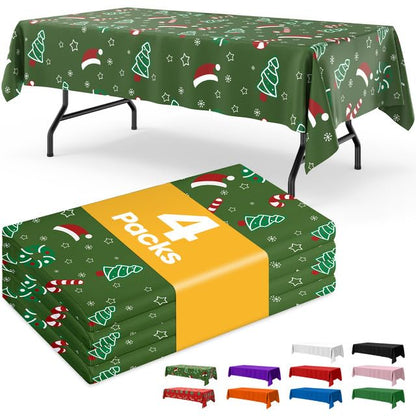 Niuara Black Plastic Table Cloth Disposable, 4 Pack, 54 x 108 in
