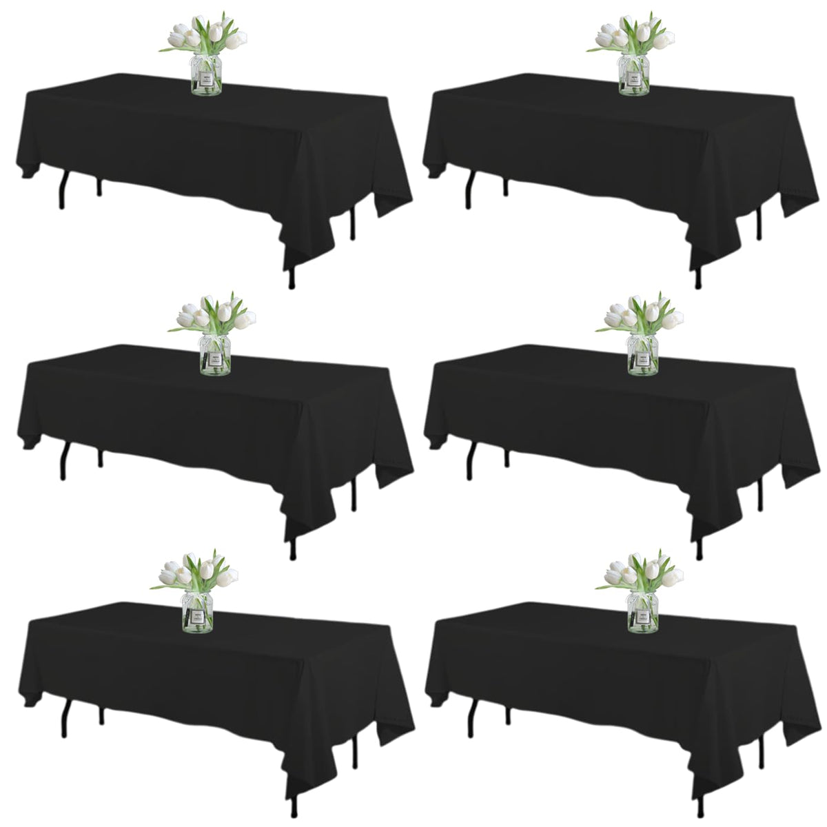 WIGENIUS 6 Pack White Table Cloth Rectangle 60X102 Inch Tablecloth Fit 6FT