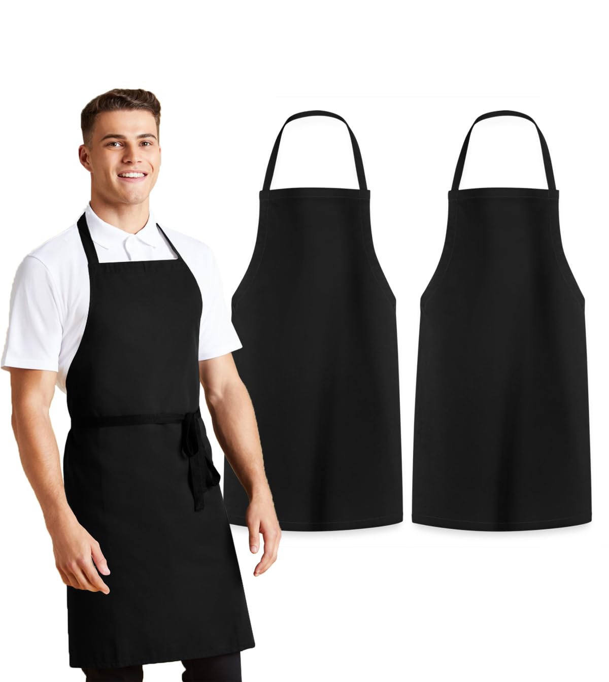 Avalon Kitchen Aprons for Men - 100% Polyester Chef Apron Women with Extra Long Ties - Cooking Aprons for Women & Mens Apron